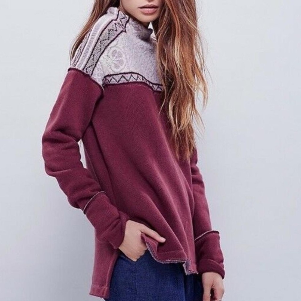 Free People Burgandy Snow Bunny Sweater size Small